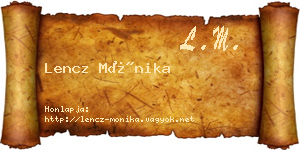 Lencz Mónika névjegykártya
