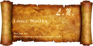 Lencz Mónika névjegykártya